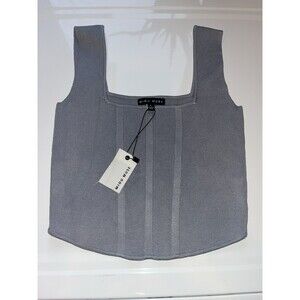 Blue Miou Muse Square-Neck Crop Sweater Tank L